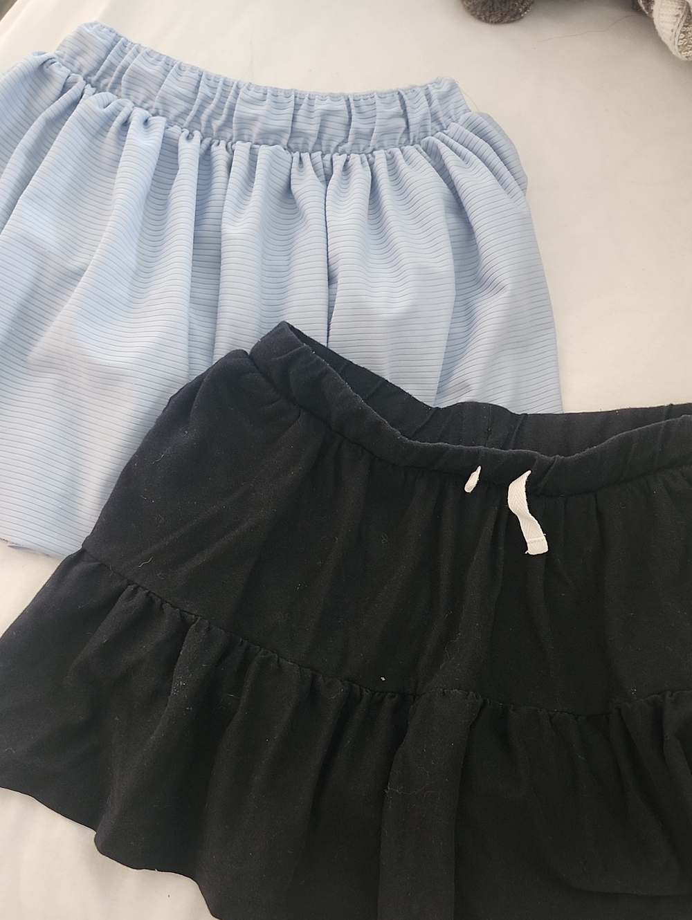 Kids Ruffled Skirt Bottoms - Light Blue & Black